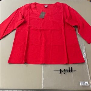 J. Jill Hibiscus 3/4 Sleeve Cotton Blouse NWT Size MP
